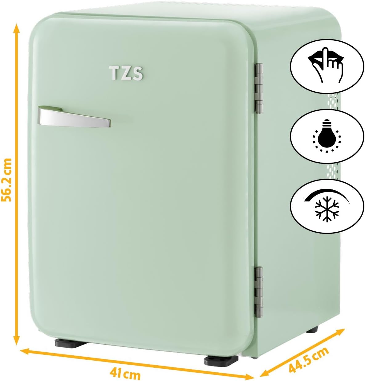 TZS First Austria - Mini Réfrigérateur Rétro 40L silencieux - Petit Minifrigo design vintage avec lumière intérieure et 2 compartiments de porte - Minibar pour camping, bureau, chambre & hôtel - mint