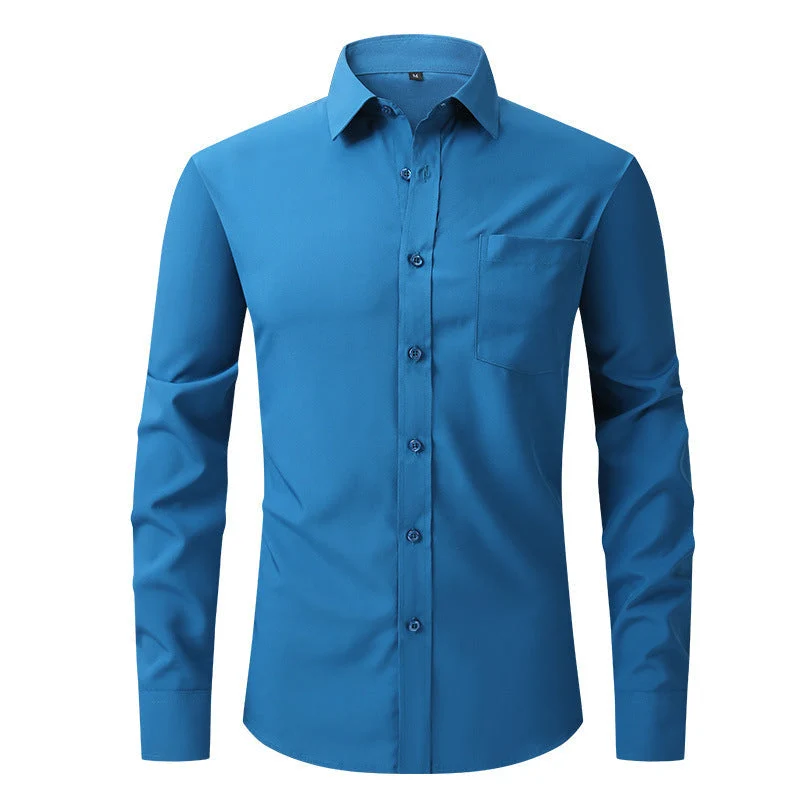 Sommerhemd Leichtes Langarm Modern Fit Herren Hellblau