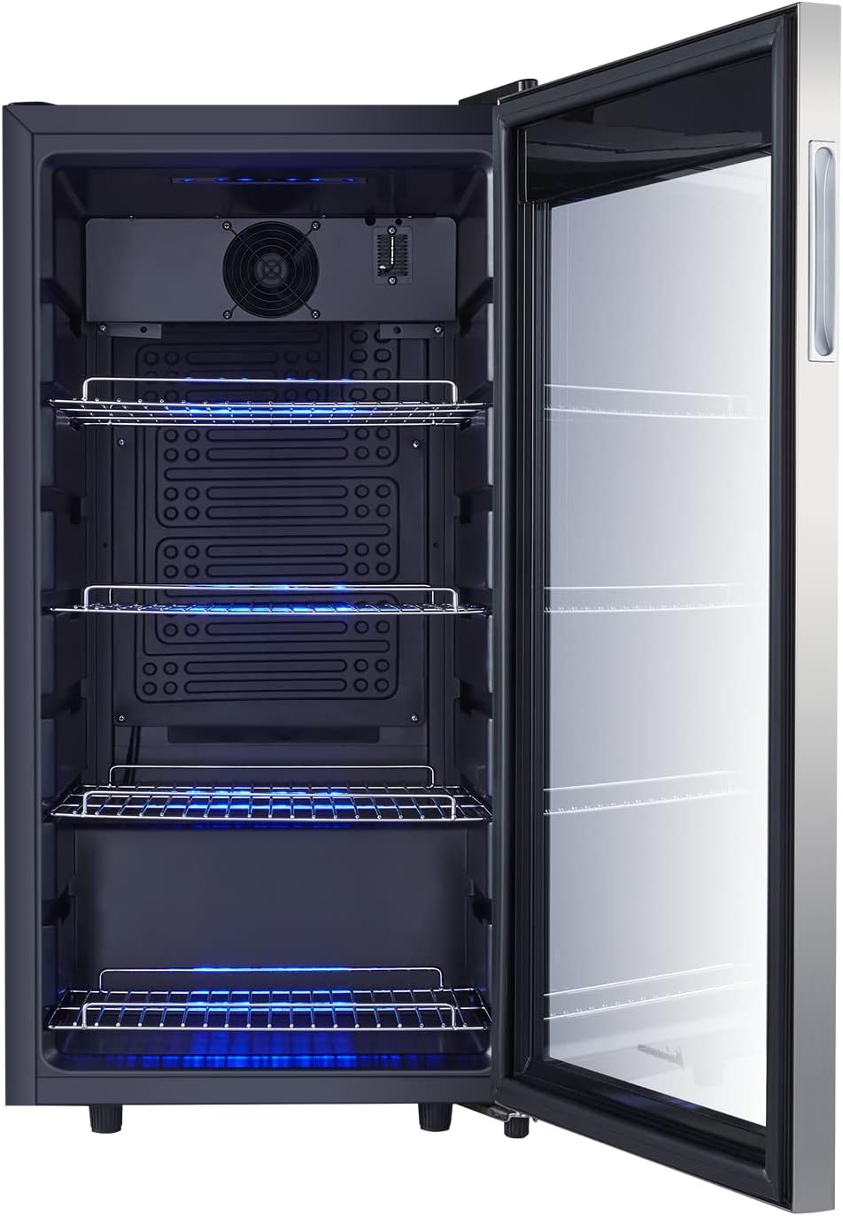Kalamera Getränkekühlschrank, Bierkühlschrank mit Touch-Bedienfeld, 3-18°C Kühlzone, Flaschenkühlschrank 86 Liter, Blaue LED-Innenbeleuchtung, 41 dB, KRC-86GE