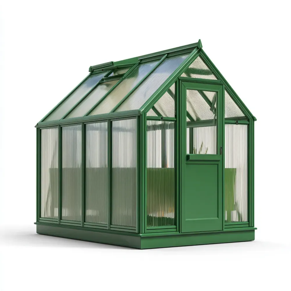 Aluminium Gewächshaus mit Polycarbonatplatten - Grün