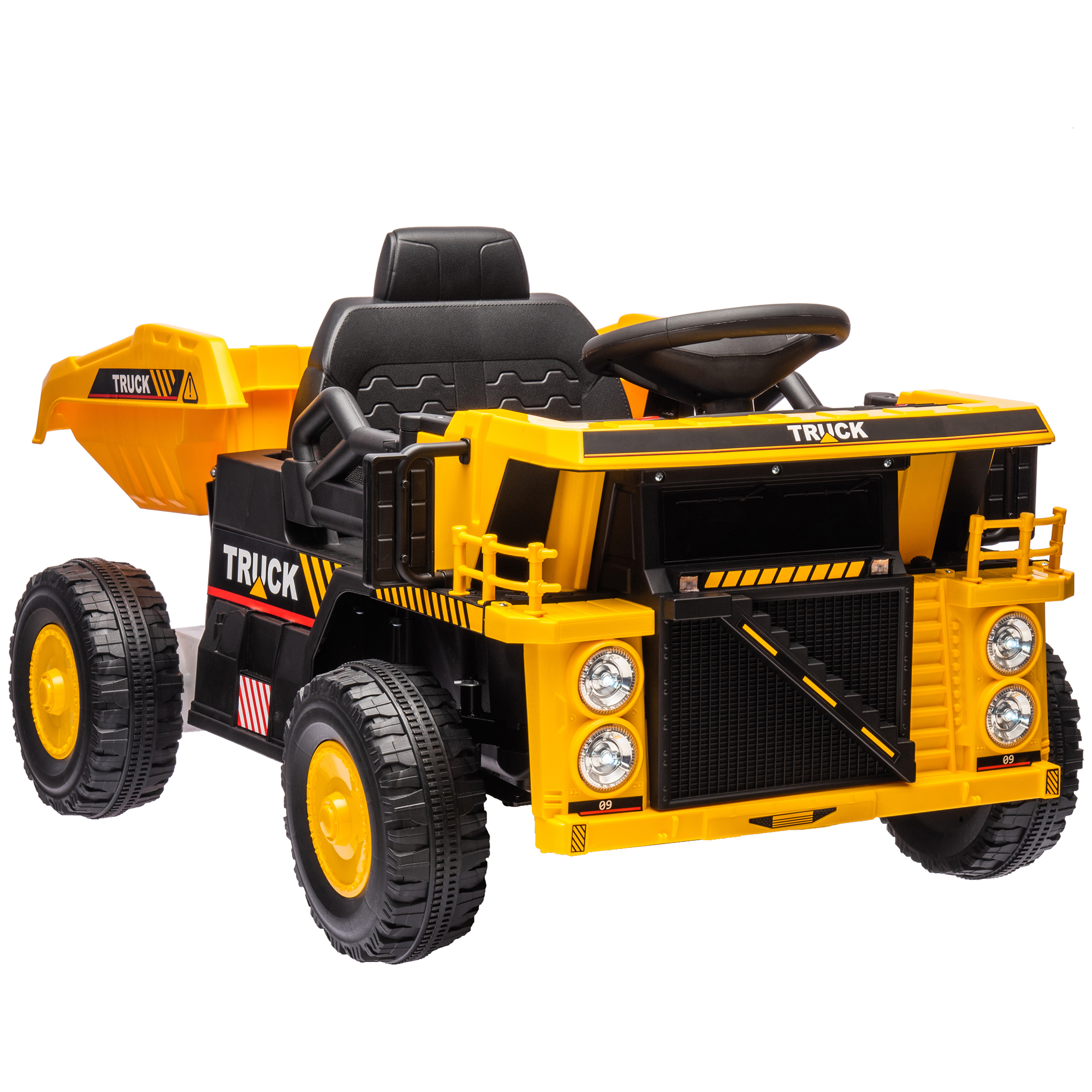 AIYAPLAY Elektrische Kiepwagen, 3-6 km/u, Speelgoedauto, Kantelbare Laadbak, Licht & Muziek, voor 3-5 Jaar