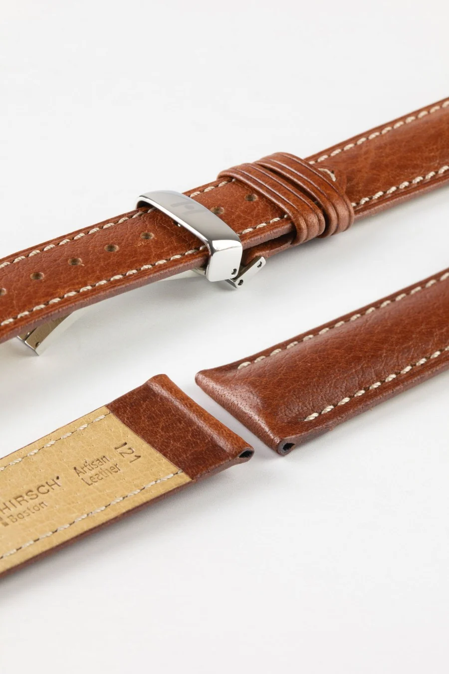 Hirsch BOSTON NQR Gold Brown Buffalo Calfskin Watchstrap