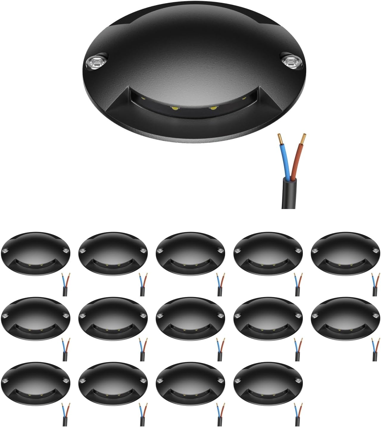 ledscom.de 15 Stück LED Bodenleuchte, Wegmarkierung RUNDA für außen, IP67, 2-flammig, anthrazit, rund, 70mm Ø, warmweiß