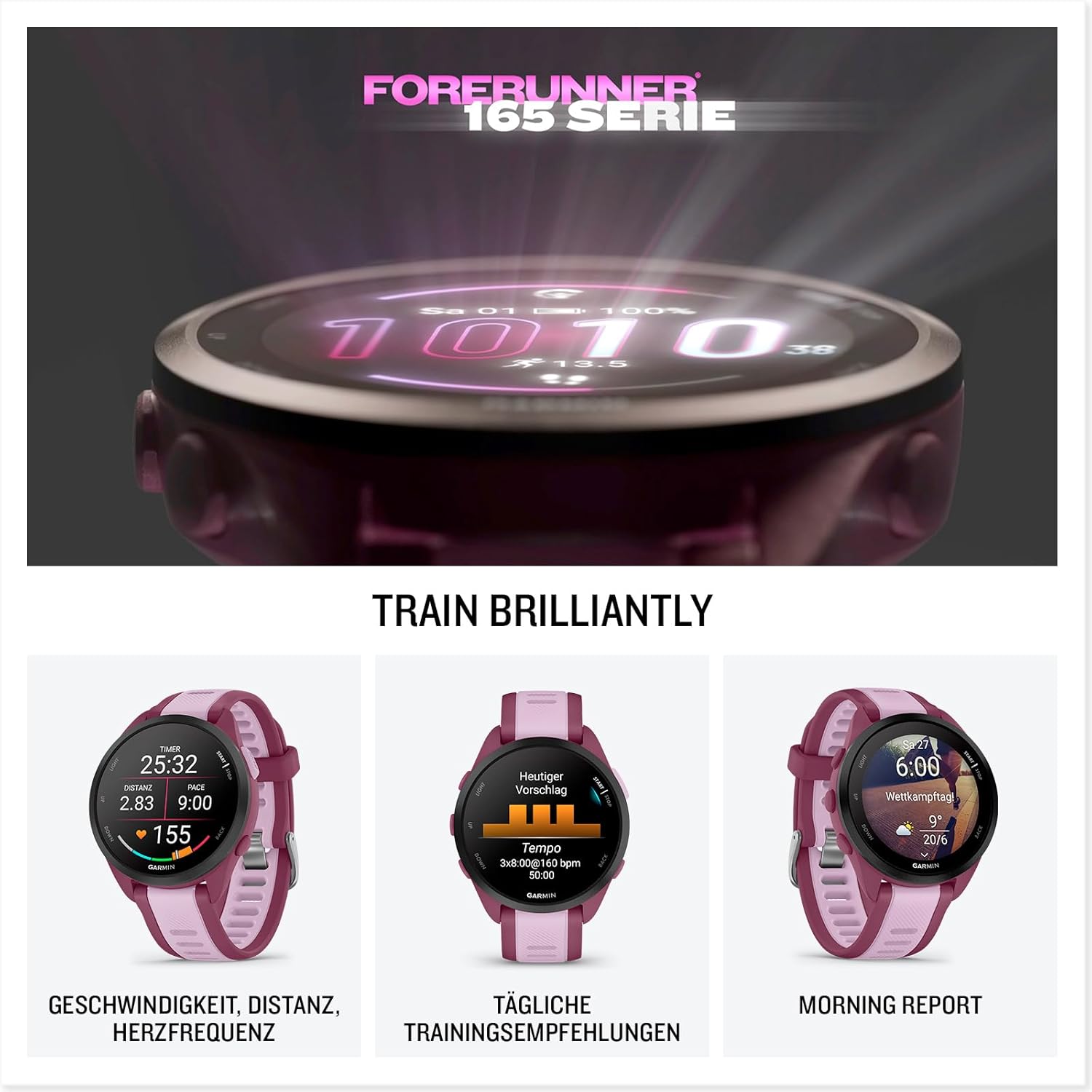 Forerunner 165 Music 43mm - Lauf-Smartwatch, 1,2