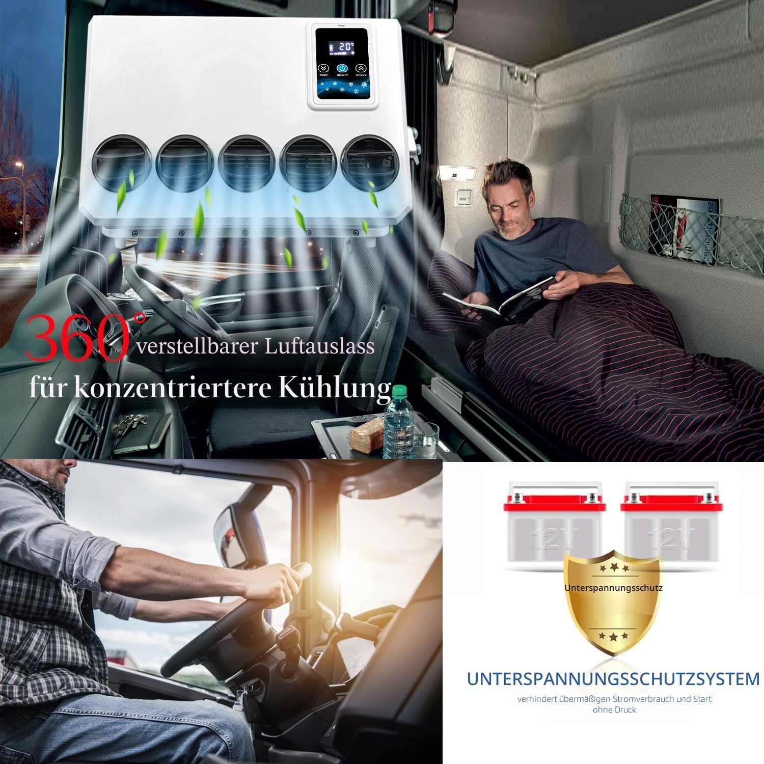 12V LKW Klimaanlage 10000BTU Split Electric AC Unit 12 Volt Fit für Wohnmobile Wohnmobil Bus Anhänger Traktoren Camper Van Parken Klimaanlage Schnelle Kühlung Low Noise