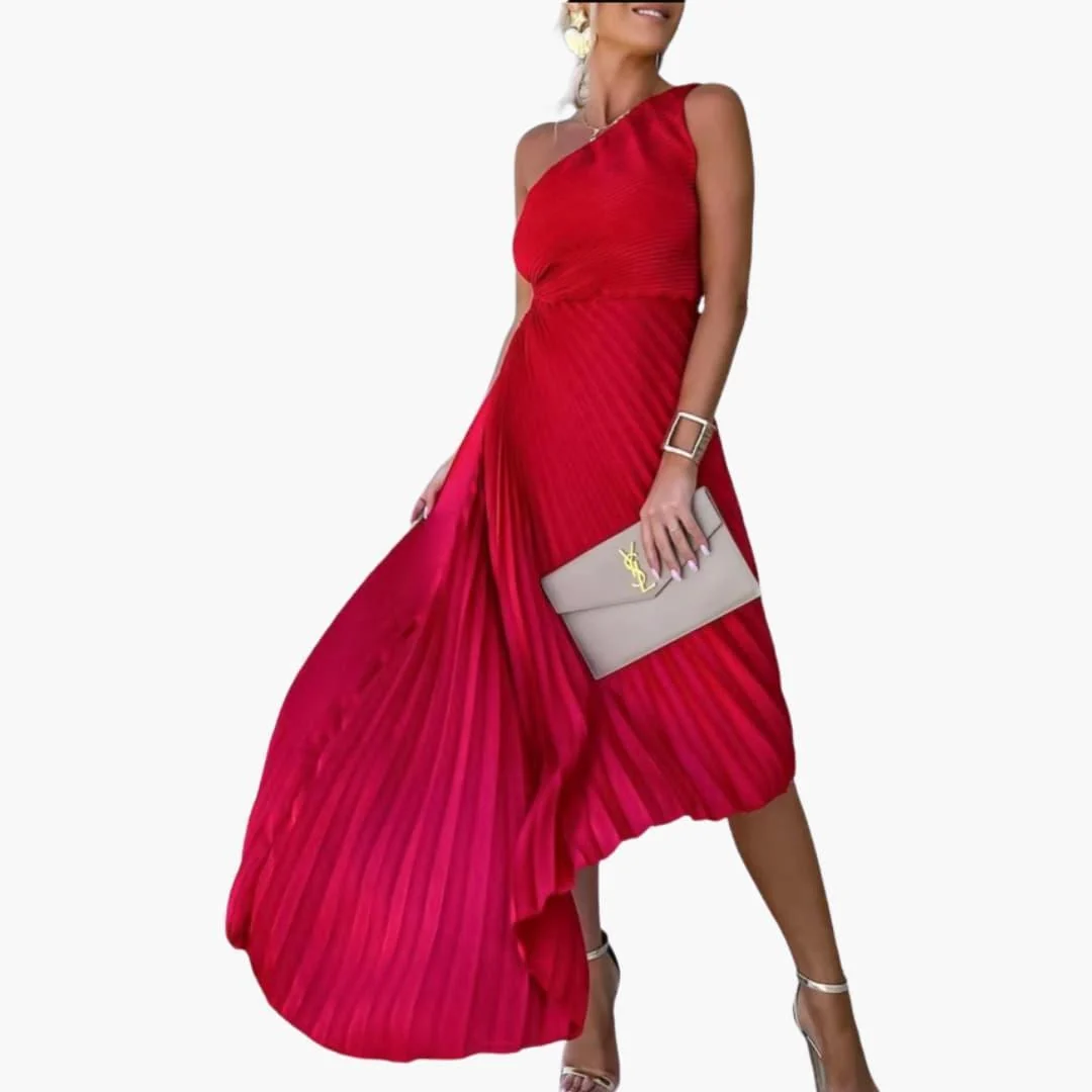 Asymmetrisches Cocktailkleid f��r Damen mit One-Shoulder-Ausschnitt und Plissee-Design