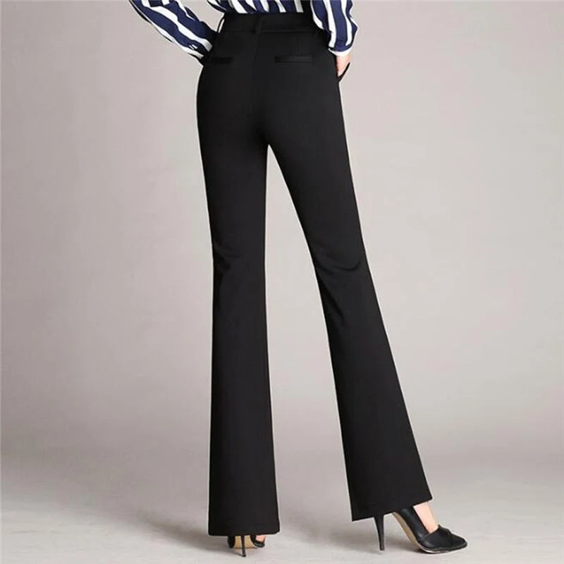 Elegante Stoffhose Damen High Waist | Weit geschnittene Business Hose mit A-Linie | Knitterfreie Hose f��r B��ro und Freizeit