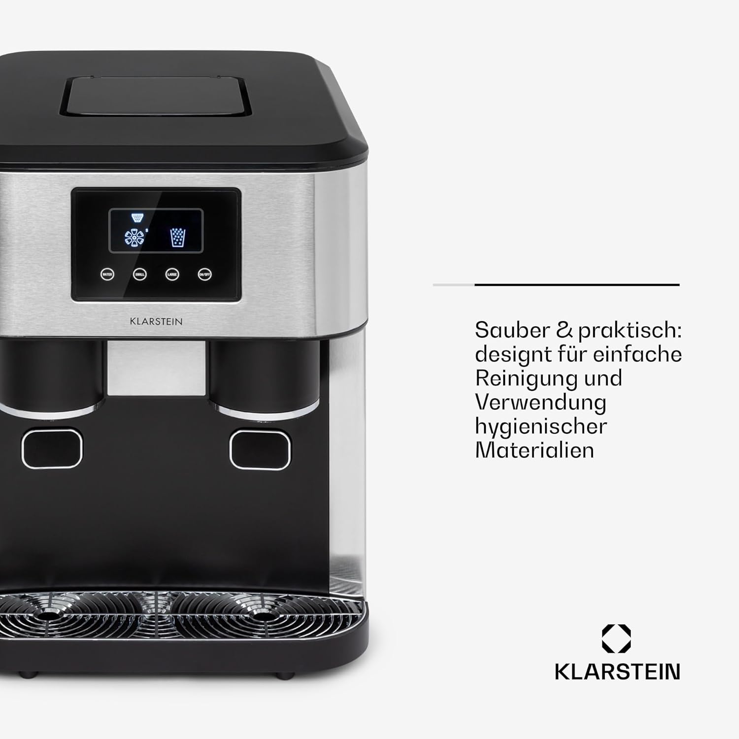 Klarstein Eiswürfelmaschine Klein, 1,8L Eiswürfelbereiter, Mini-Eiswürfelmaschine für Crushed und Bullet-Eis, Leichte Reinigung, Eiswürfelbereiter für 15kg/24h