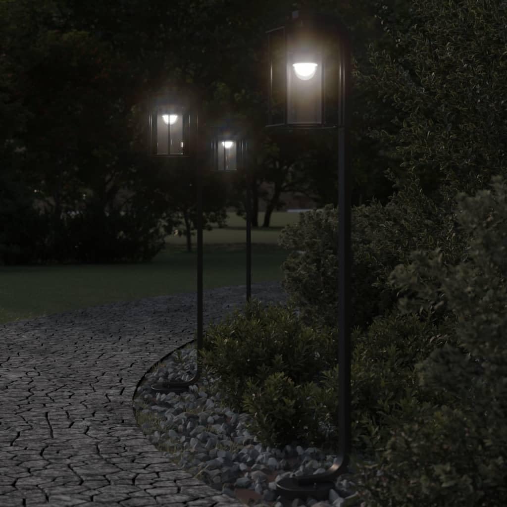 Wegeleuchten 3 Stück Schwarz 100 cm Edelstahl IP44 Wetterfeste Außenleuchte mit Diffusor für Garten Terrasse Einfahrt