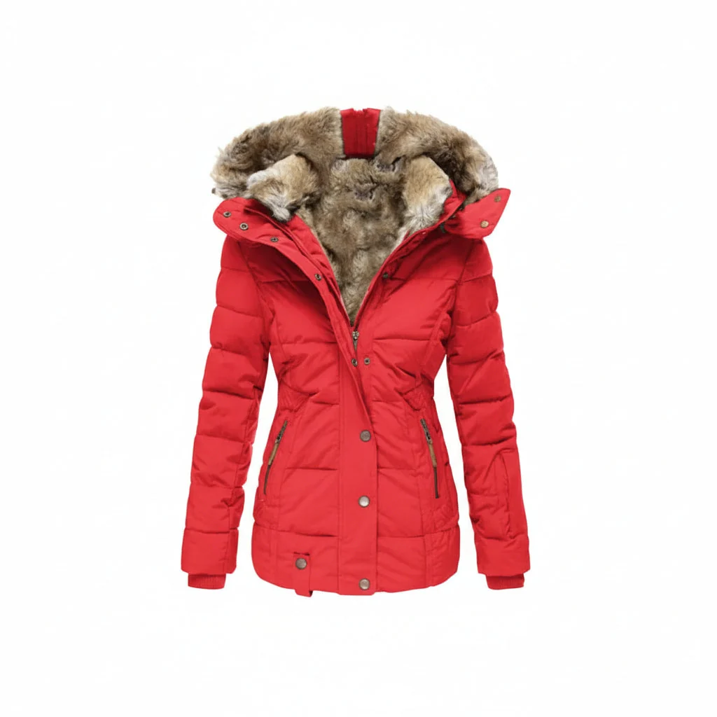 Winterjacke mit Fleecefutter, Kapuze und vier Taschen
