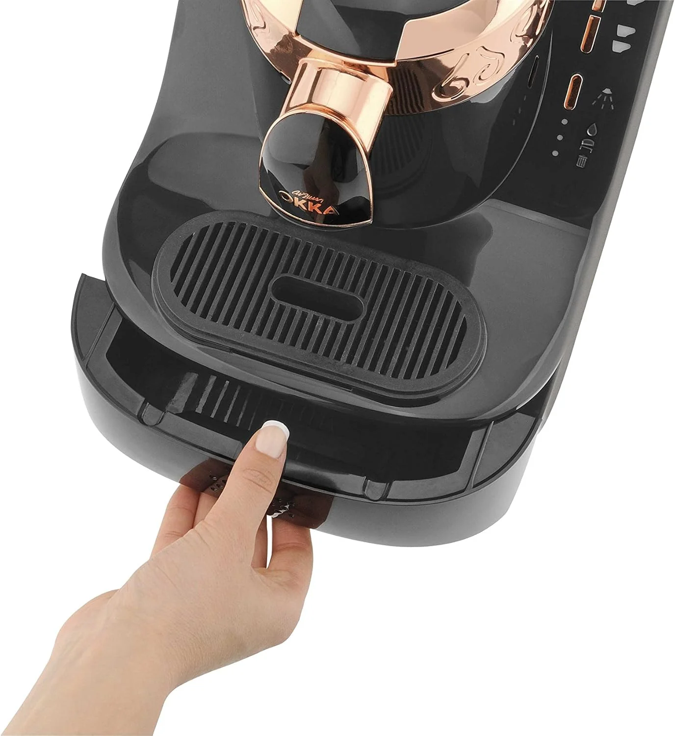 Arzum Okka Turkse koffiemachine, volautomatisch, 3 kopmaten, zelfreinigingsfunctie, watertank van 950 ml, overloopbeveiligingssensor, compact ontwerp, zwart-goud