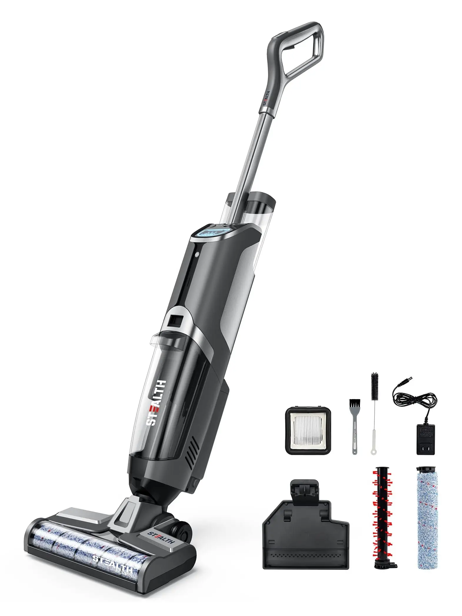 Stealth ECVP01 Cordless Wet Dry Vacuum Cleaners & Mop, Smart Hardwood Floor Cleaner with Self-Cleaning, Vacuum & Mop & Wash 3 in 1, Lightweight Mop Vacuum Cleaner for Area Rugs, Gray