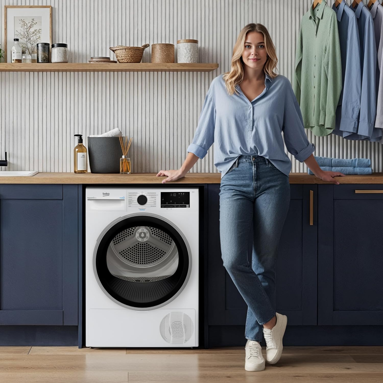 Beko B3T4224SD Wärmepumpentrockner, Wäschetrockner, 8 kg, allergikergeeignet, Hygiene Trocknen  und  Hygiene Auffrischen, SteamCure Dampffunktion, 15 Programme, Express, Weiß
