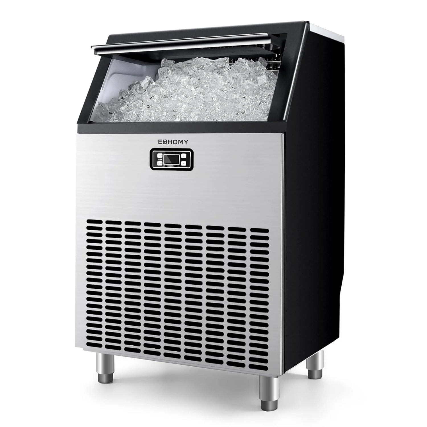 EUHOMY Commercial Ice Maker Machine, 100lbs/24H Stainless Steel Under Counter ice Machine with 33lbs Ice Storage Capacity, Freestanding Ice Maker.