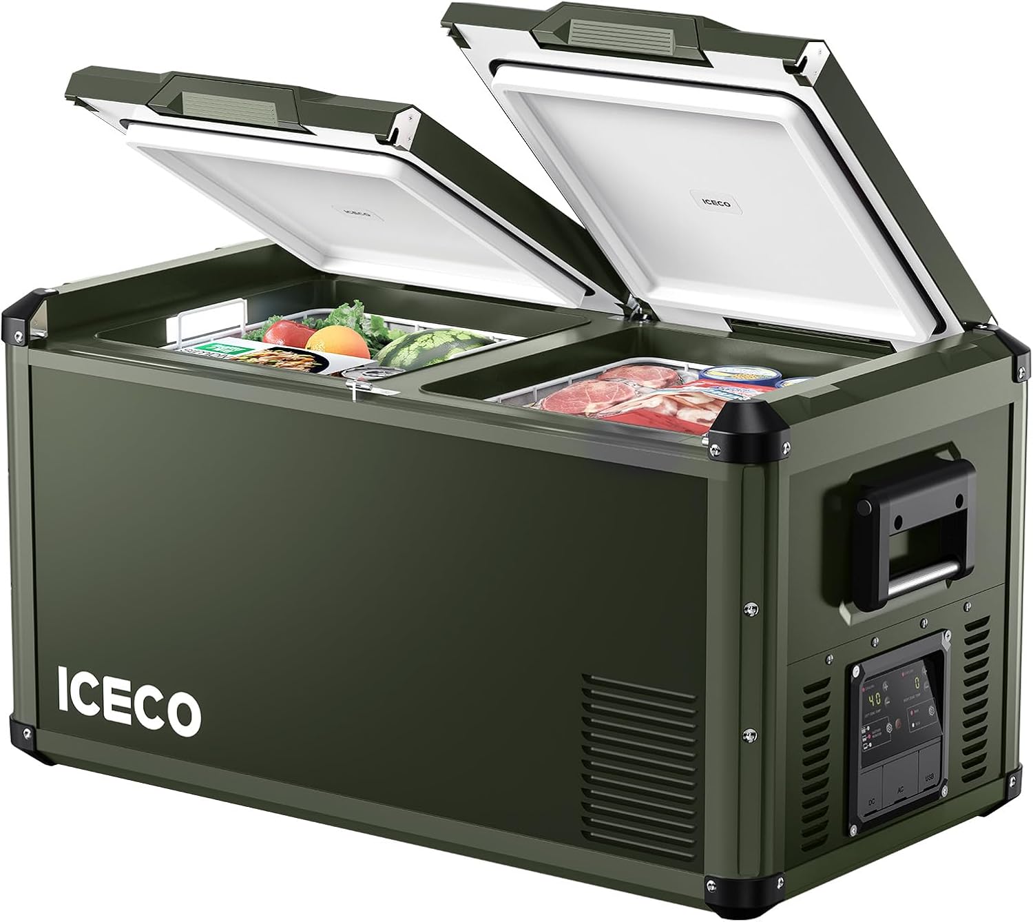 ICECO VL75 ProD Réfrigérateur portable 12 V avec AC/DC, réfrigérateur de voiture double zone de 75 L alimenté par SECOP, -17,8 °C à 10 °C, refroidisseur électrique pour voiture, camping et usage