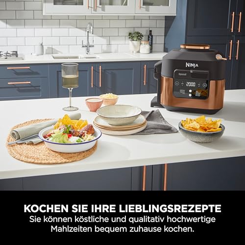 2025 Ninja Speedi Multikoker, 5,7L, 10-in-1 Multikoker, Airfryer, Slow Cooker, Grillen, Bakken, Zwart & Koper ON400EUCP