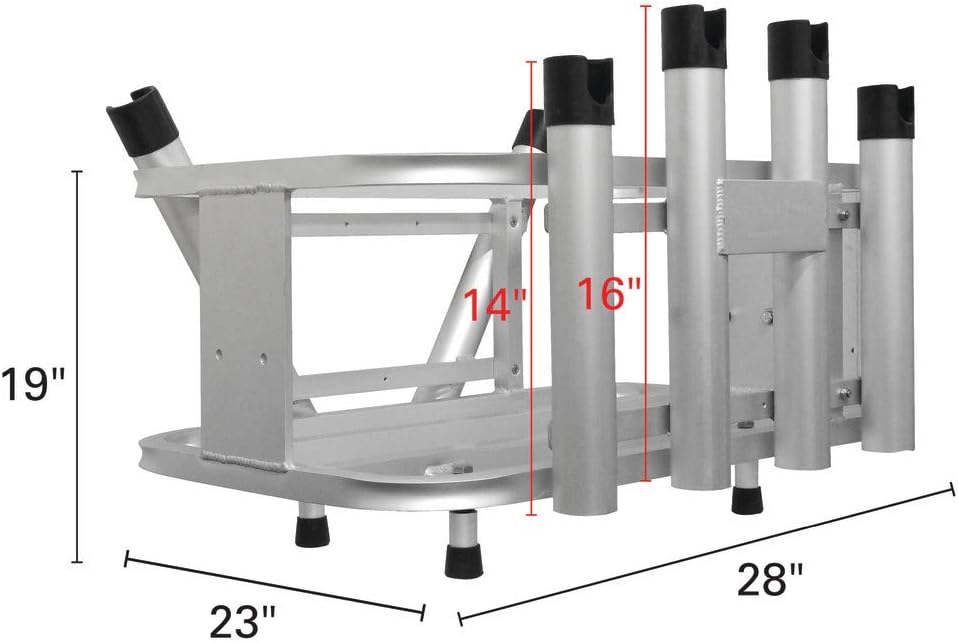 Extreme Max 3005.4257 Kombi-Ständer für Angelruten und Kühlbox, aus Aluminium, für Jetski, Wassermotorrad und Fischen, kompatibel mit RotoPax-Kraftstoffkanisterhalterungen.