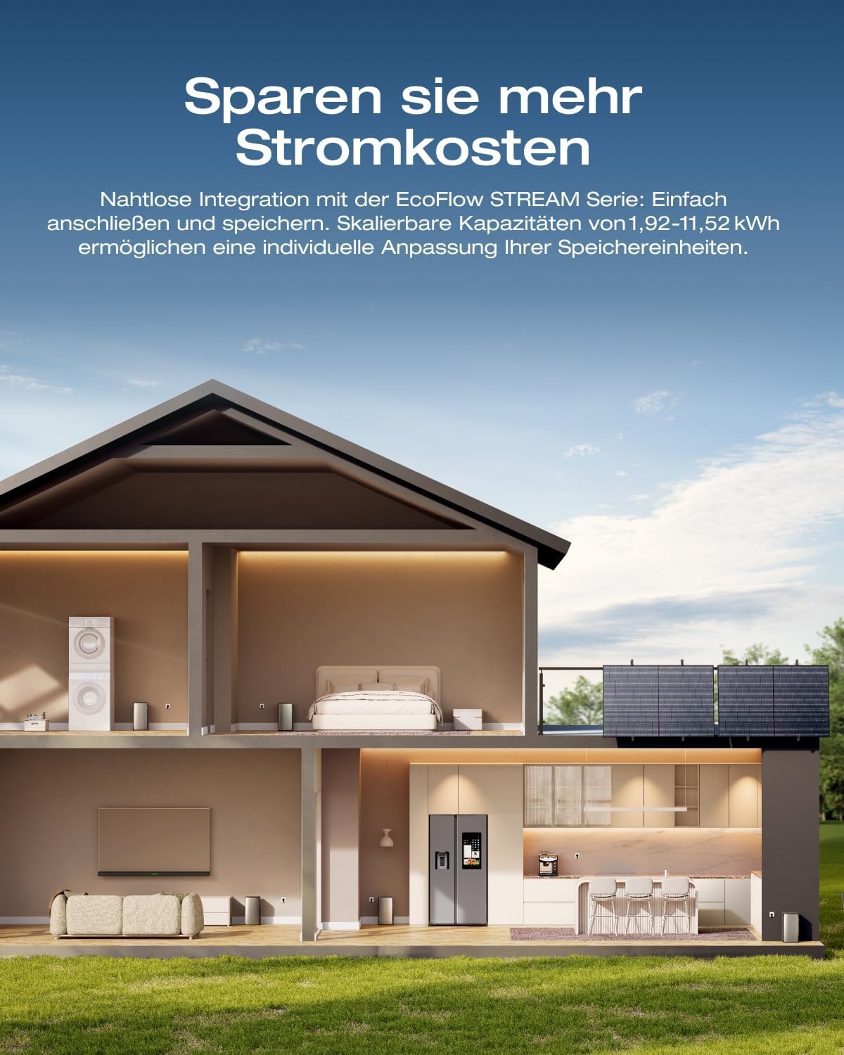 Solarway® 1000Wp / 800W Balkonkraftwerk komplett Steckdose - neuester EcoFlow Stream 800 Watt Wechselrichter - Solaranlage Komplettset - 500W bifaziale Black Solarmodule & EcoFlow & Zubehör