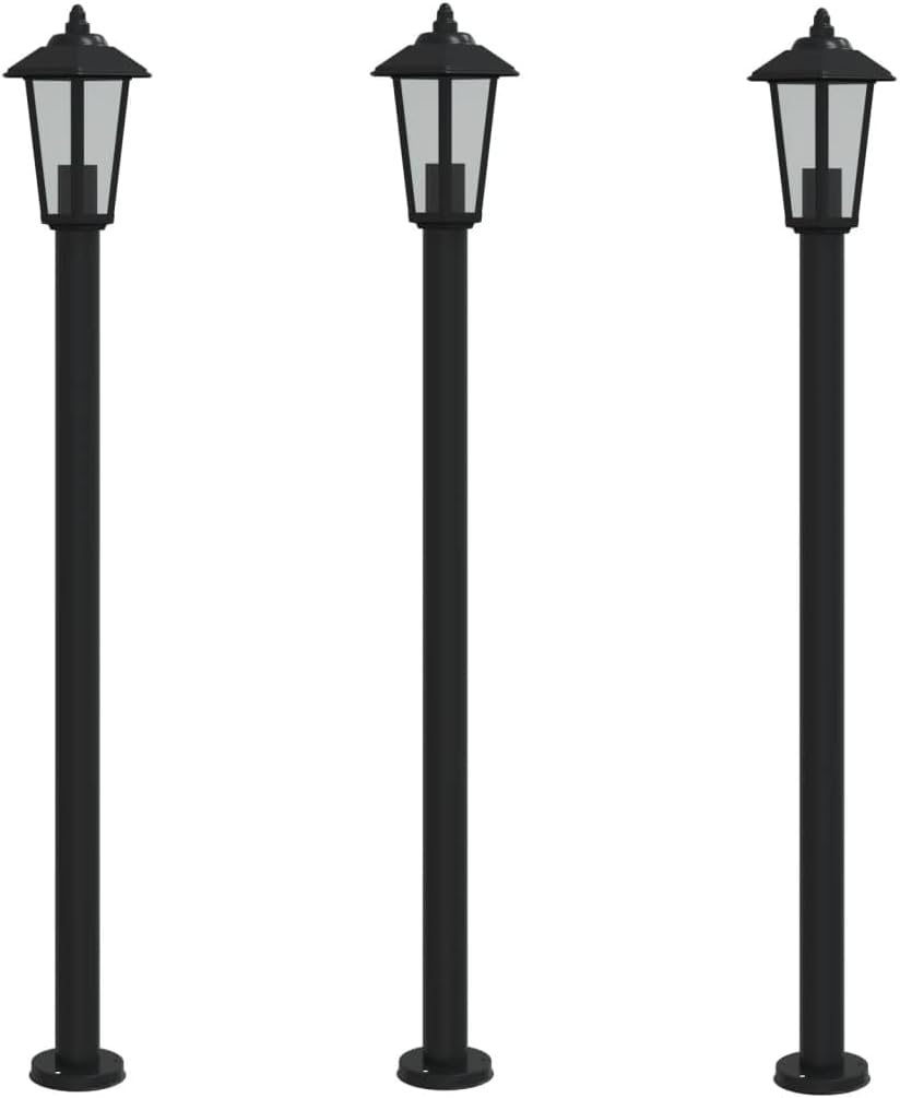 Wegeleuchten 3 Stk. Schwarz 120 cm Edelstahl IP44 Wetterfeste Außenbeleuchtung mit Diffusor für Garten Einfahrt Veranda Stilvolle Pollerleuchte