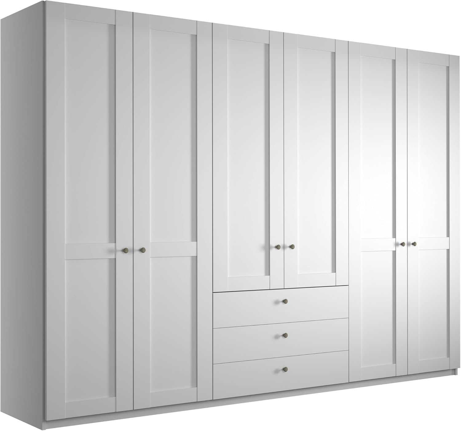 WIEMANN Drehtürenschrank mit 3 Schubkästen, Landhausstil Kleiderschrank 300cm breit, Weiß, Höhe 216cm, Marlow