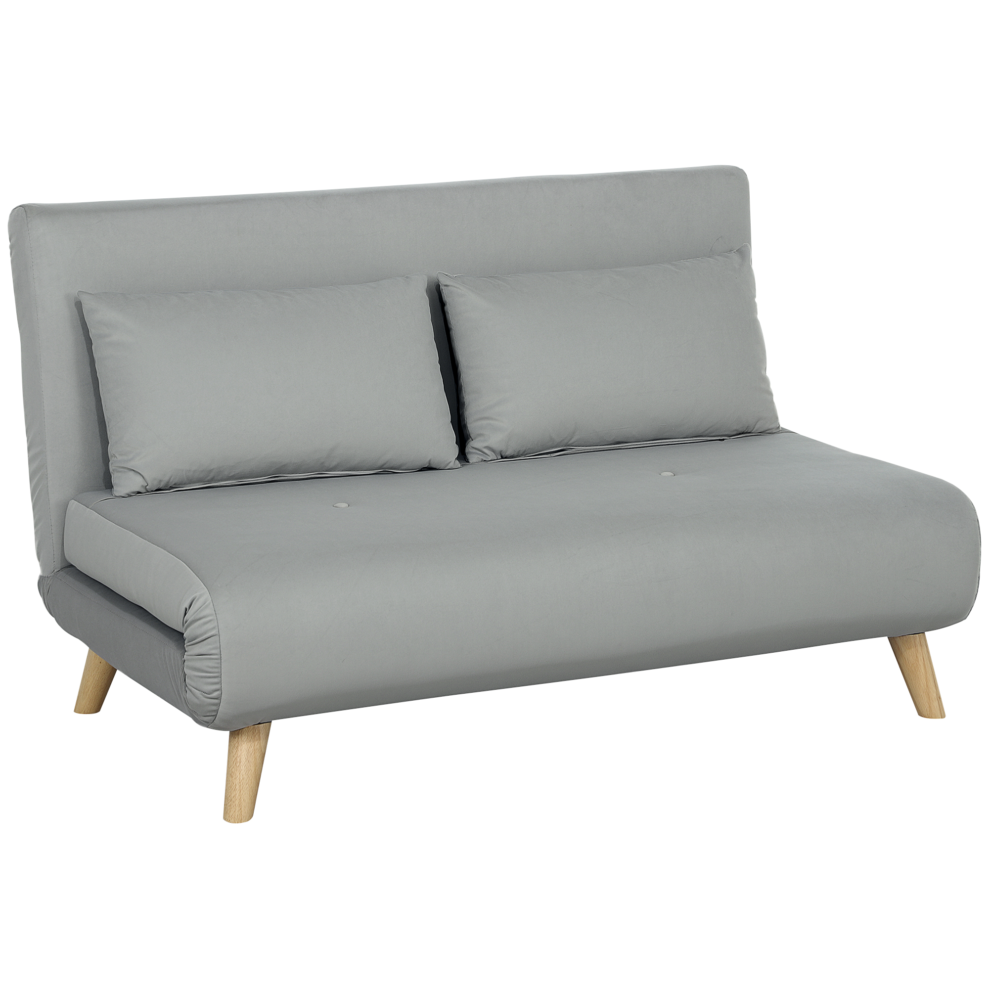 Slaapbank Relaxbank Bank Sofa, incl. 2 Kussens, Fluweel Look, 130 x 78 x 79 cm, Lichtgrijs
