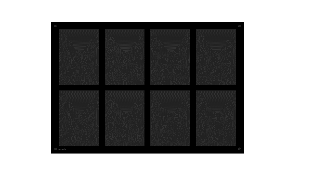 Acrylic Frame With Black Magnets For 8 (2x4) Standard Size Cards. UV Resistant. Corner Protection. For Sleeved Cards up to 66x91mm.