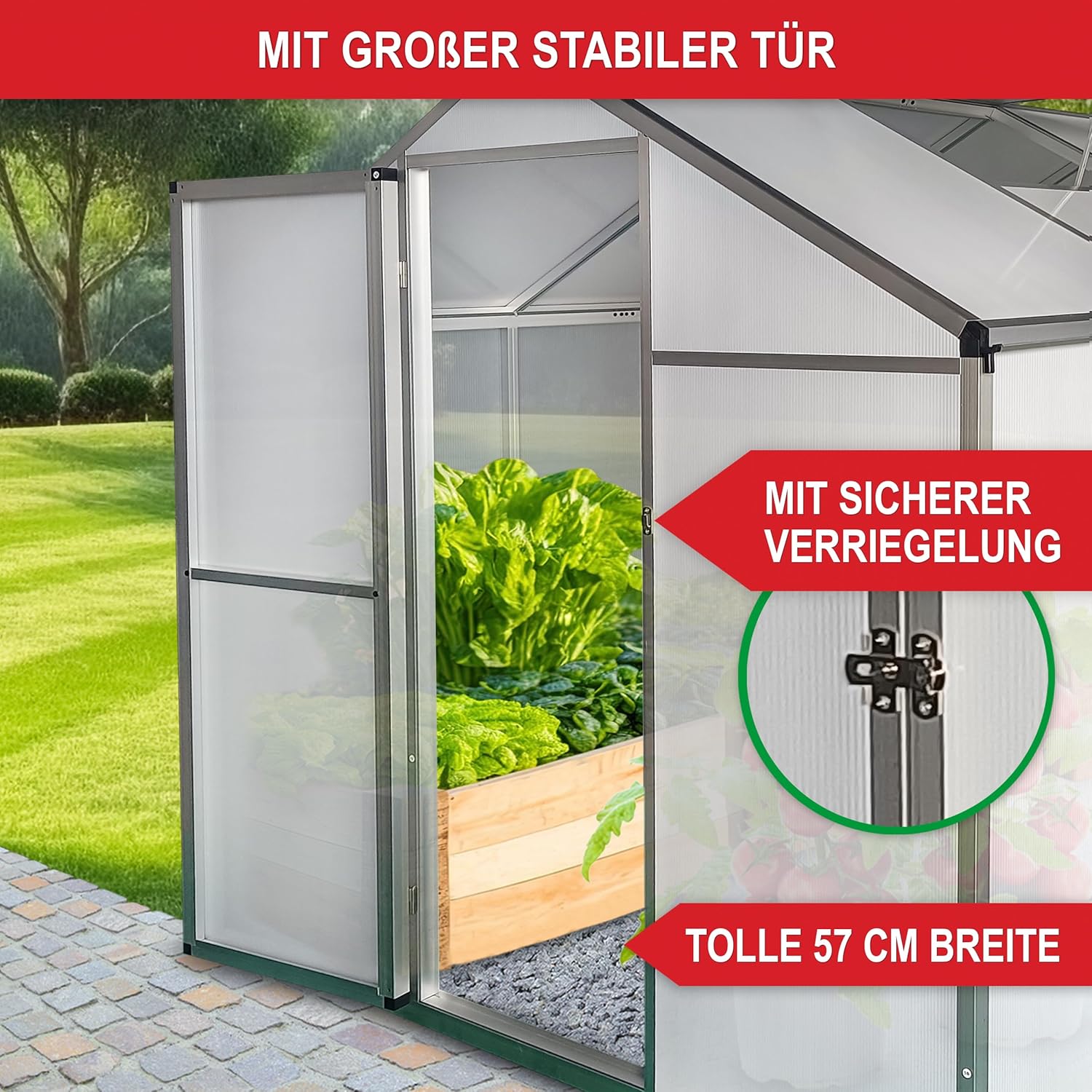 ONBEST stabiles Aluminium Gewächshaus mit Dachfenster – Garten Frühbeet ideal für die Anzucht von Tomaten Blumen – vielseitig nutzbar als Treibhaus, Tomatengewächshaus Pflanzenhaus (M)