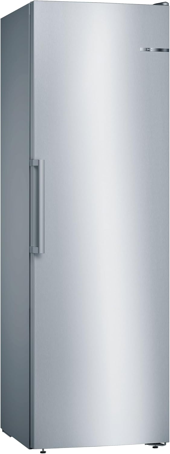 Bosch GSN36VLEP, Serie 4, Freistehender Gefrierschrank, 186 x 60 cm, 242 L, 234 kWh pro Jahr, NoFrost, BigBox Schublade für großes Gefriergut, Vario Zone - Flexibler Gefrierraum, Metall-Optik