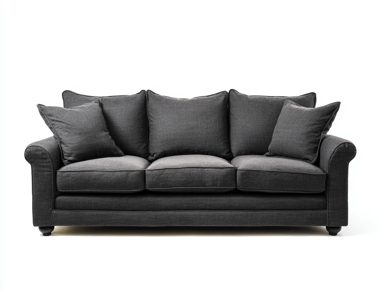 Gerades Sofa-Stoff-Holz-214x92x86 cm-Dunkelgrau-Moderner Stil