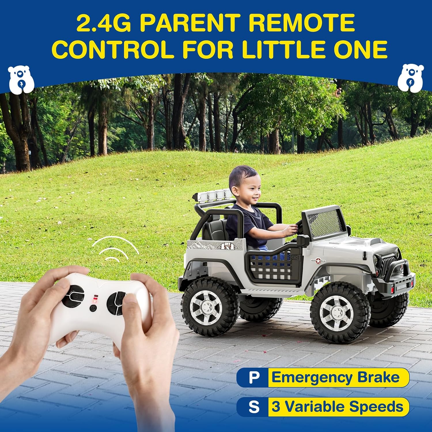 L8 Ride On Car 2 Seater 12V Kids Electric Car Remote Control 4-Wheel Suspension Bluetooth Speaker