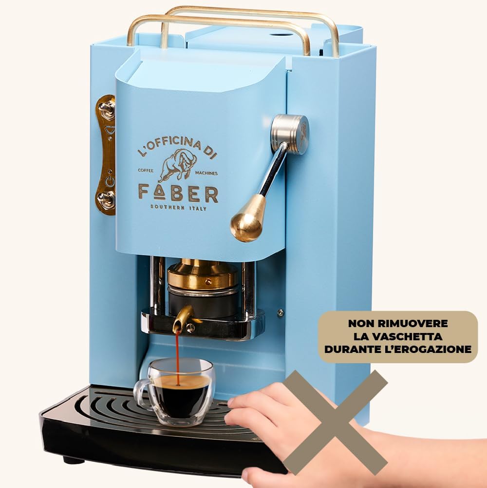 Faber PRO Total Deluxe Kaffeemaschine aus Messing, 44 mm Ese Papier, 1.3 liters, (Weiß)