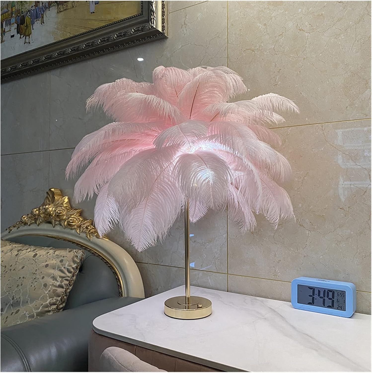 Feder-Stehlampe mit Touch-Steuerung, 40 Stück, LED-Schreibtischlampe für Hochzeit und Schlafzimmer, Dekoration, USB-wiederaufladbar, weiche Haptik, elegante Beleuchtungslösung