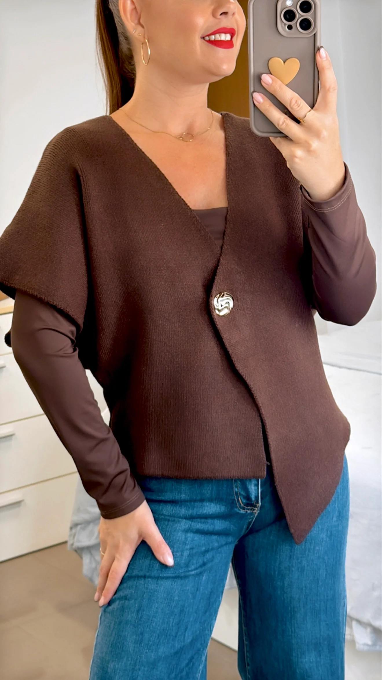 CARDIGAN BOT��N DORADO