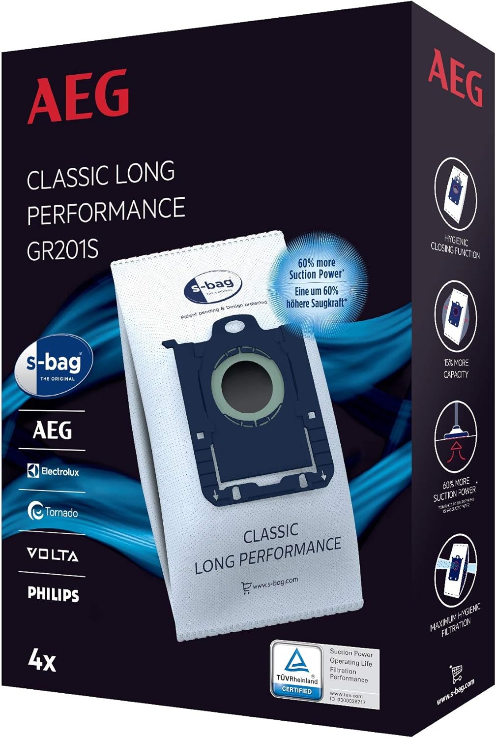 AEG VX82-1-KO Staubsauger / 75% Recyclingmaterial / autom. Saugkraftregulierung / extrem leise auch auf Teppich / Aufnahme von groen + kleinsten Partikeln / langes Kabel / 600W / schwarz