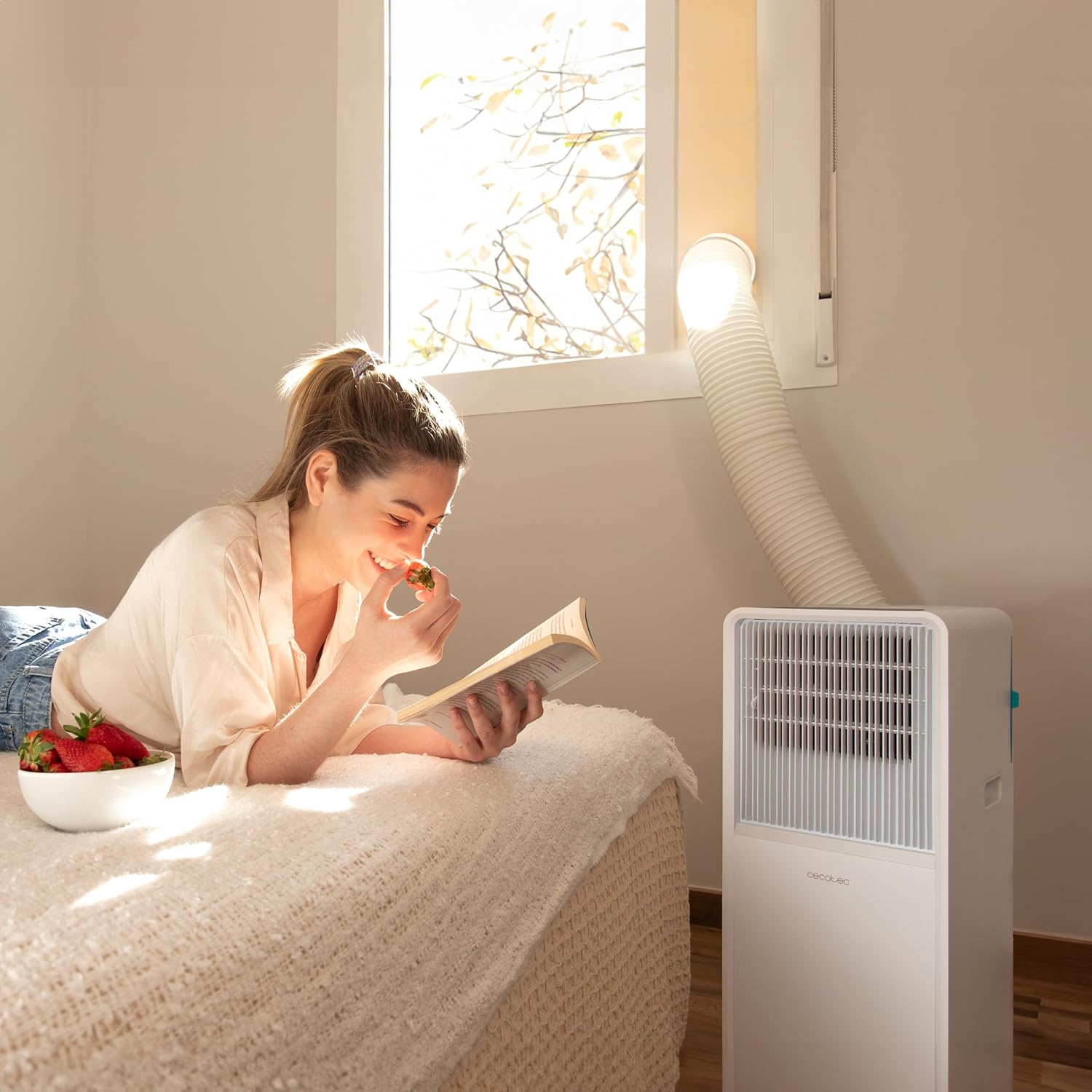 Cecotec - Mobile Klimageräte ForceClima 7550 Style Connected, 7000 BTU, Abdeckungsbereich 20 m2, Fernbedienung, Berührung, LED -Bildschirm, 4 Modi, 2 Geschwindigkeiten, Luftentfeuchter, Timer