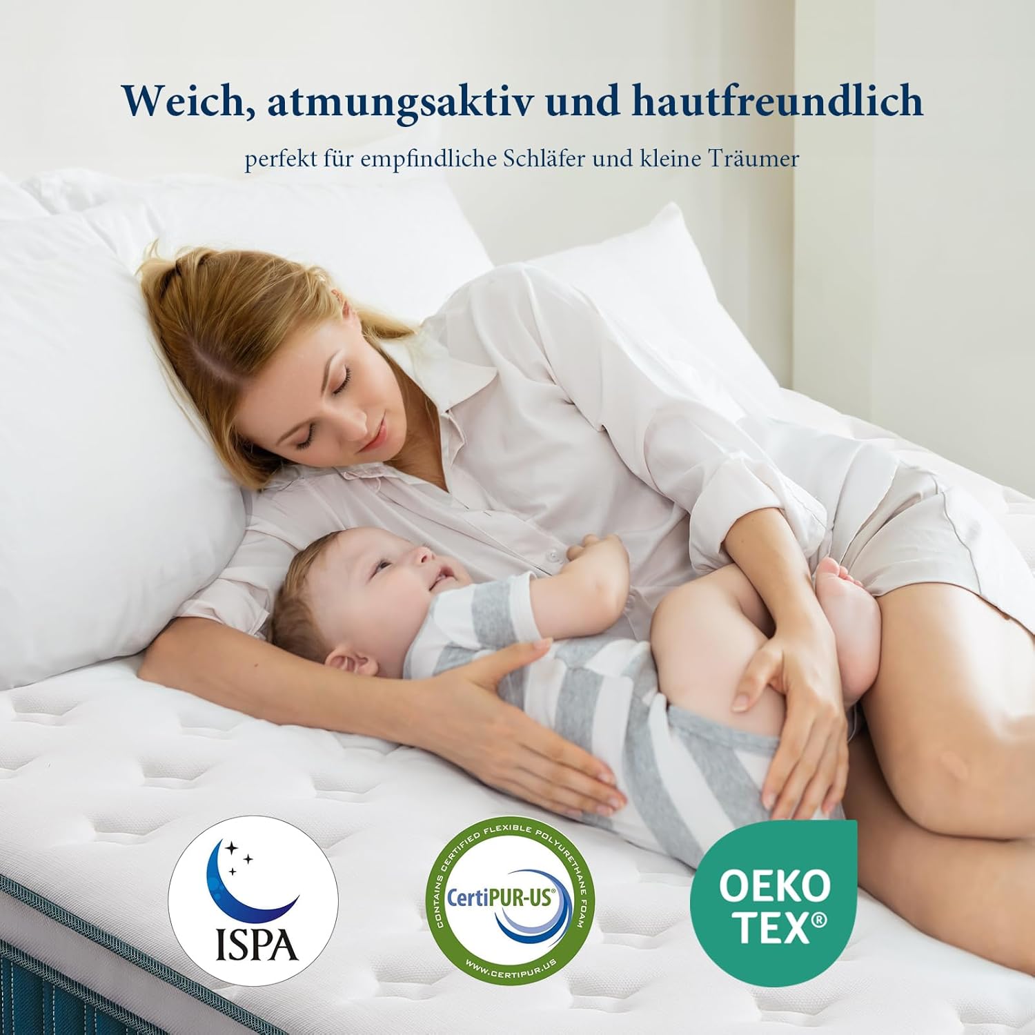 Coolvie Matratze 140 x 200 cm in der Box, 7-Zonen Härtegrad H2 & H3, 26cm orthopädische Taschenfederkernmatratze mit rückenentlastendem Memory-Schaum, Oeko-TEX Zertifiziert für Kinder und Erwachsene