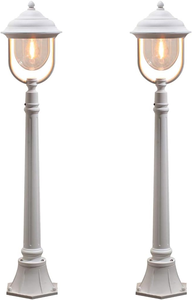 KONSTSMIDE 2er-Set weisse Wegeleuchten PARMA aus Aluminium, E27, IP43, H.: 118 cm; 7225-250