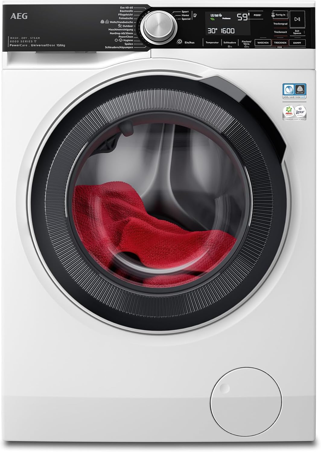 AEG L7WBA60680 Waschtrockner / DualSense - schonende Pflege / 8 kg Waschen / 5 kg Trocknen / D / energiesparend / Mengenautomatik / Nachlegefunktion / ProSteam - Auffrischfunktion / 1600 U/min