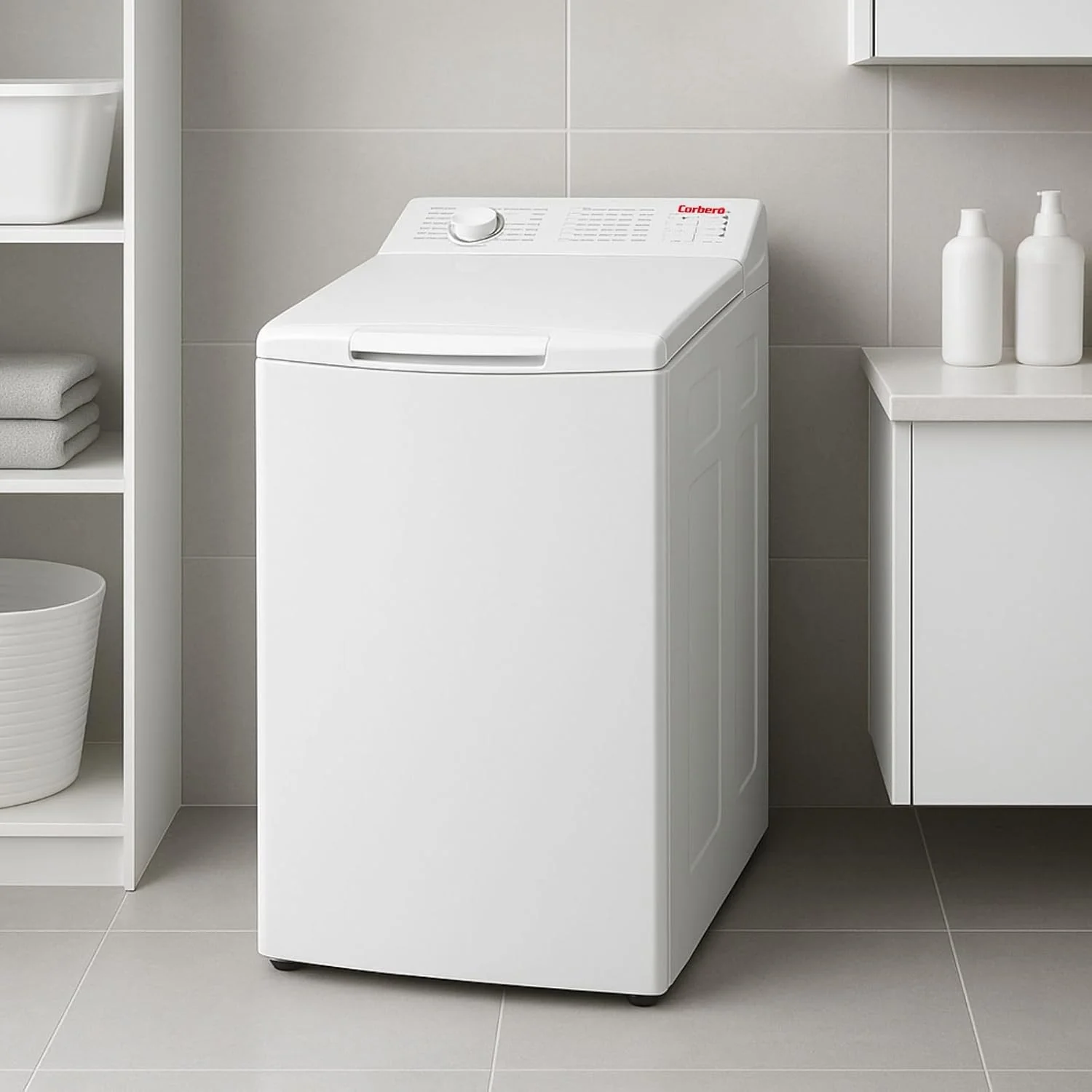 Corberó - Lavadora Carga Superior 6.5kg| CLACSM6524 | 1200 RPM | 16 Programas, Función Vapor, ECO, limpieza tambor| Inicio Diferido| Lavado Rápido | Planchado Fácil | Indicadores LED | Blanco