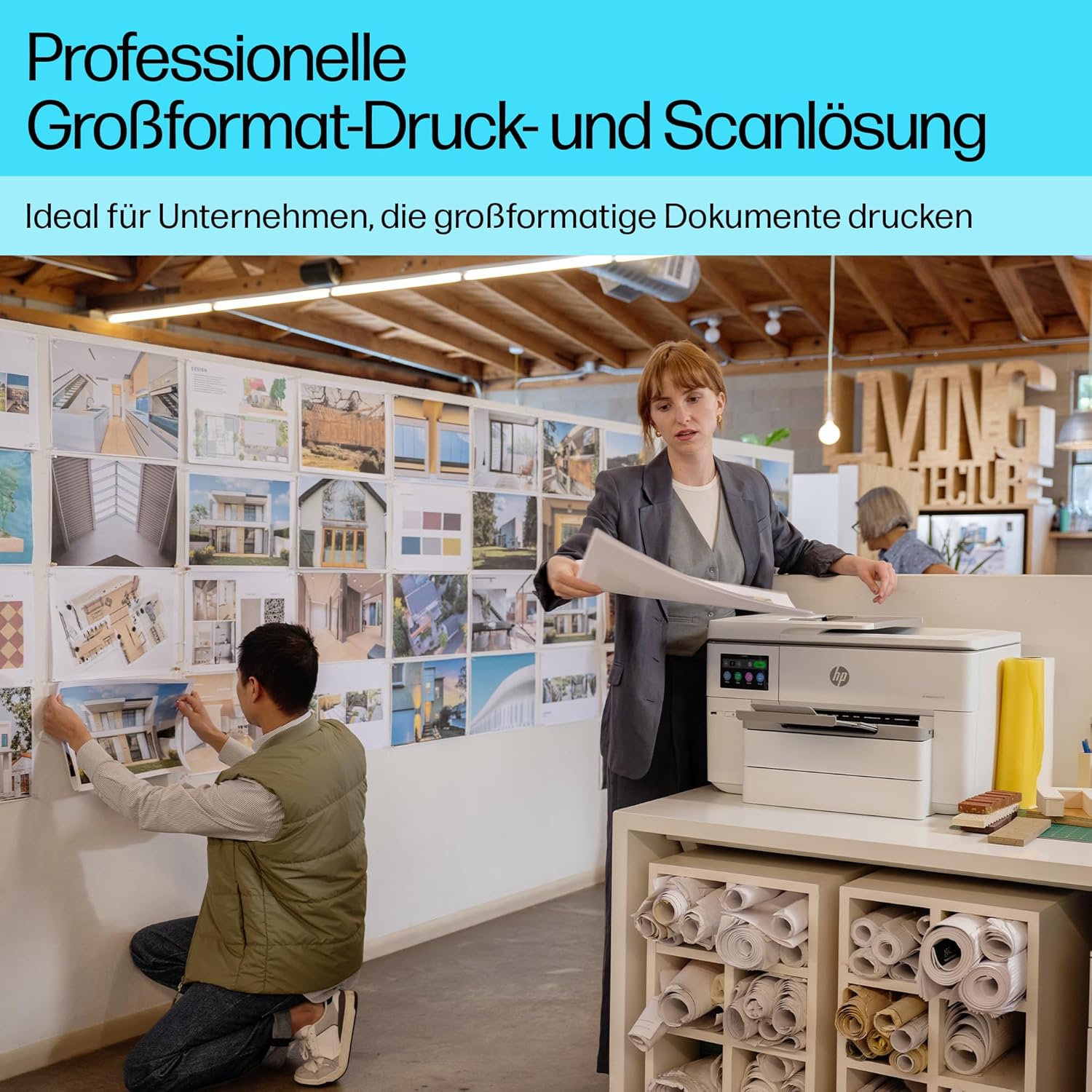HP OfficeJet Pro 9720e A3-Multifunktionsdrucker, Drucken bis A3, 3 Monate gratis drucken mit HP Instant Ink inklusive, HP+, Drucker, Scanner, Kopierer, Fax, WLAN, LAN, Duplex, Airprint, Grau-Weiß