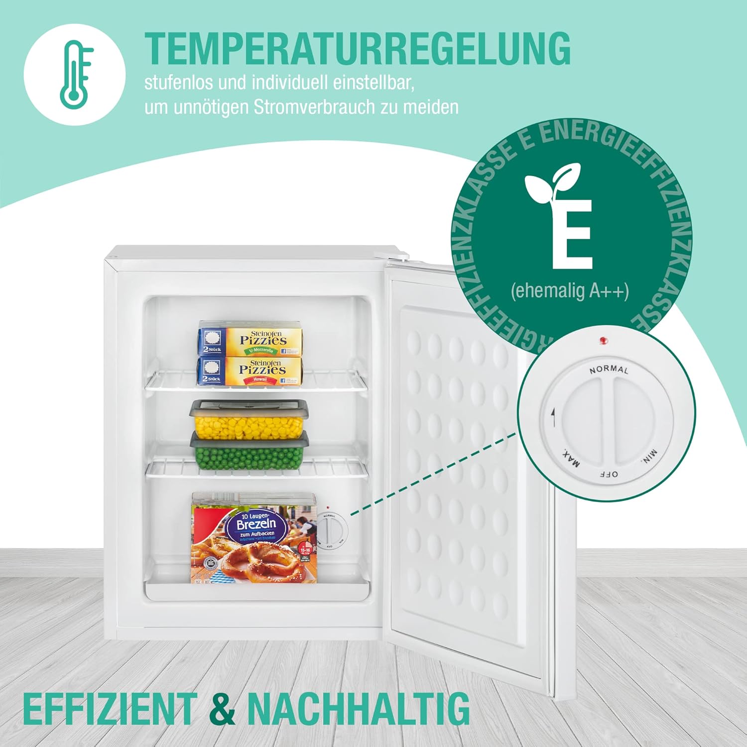 Bomann® Gefrierschrank klein mit 42L Nutzinhalt | Mini Gefrierschrank mit 2 herausnehmbaren Gitterablagen | Gefrierschrank mit wechselbarem Türanschlag & stufenloser Temperaturreglung |GB 7236 schwarz