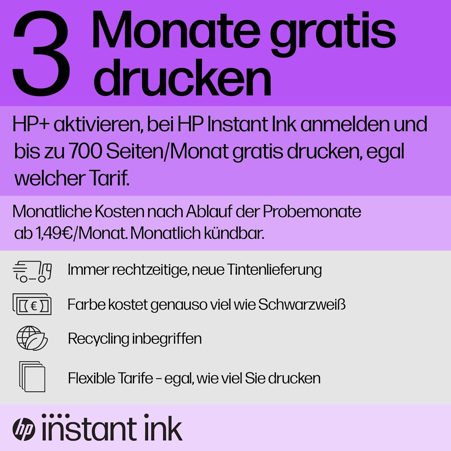 HP OfficeJet Pro 9720e A3-Multifunktionsdrucker, Drucken bis A3, 3 Monate gratis drucken mit HP Instant Ink inklusive, HP+, Drucker, Scanner, Kopierer, Fax, WLAN, LAN, Duplex, Airprint, Grau-Weiß