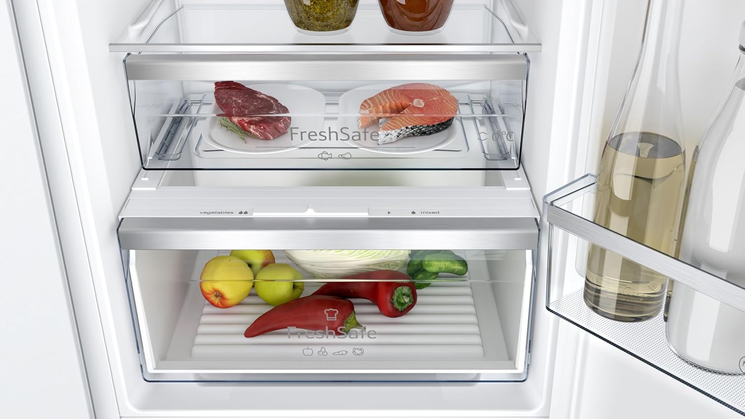Neff KI7862FE0, N 50, Kühl-Gefrierkombination, 177.2 x 54.1 cm, Gesamt: 260 L, Kühlen 184 L, Gefrieren 76 L, 35 dB, Made in Germany, FreshSafe, No Frost