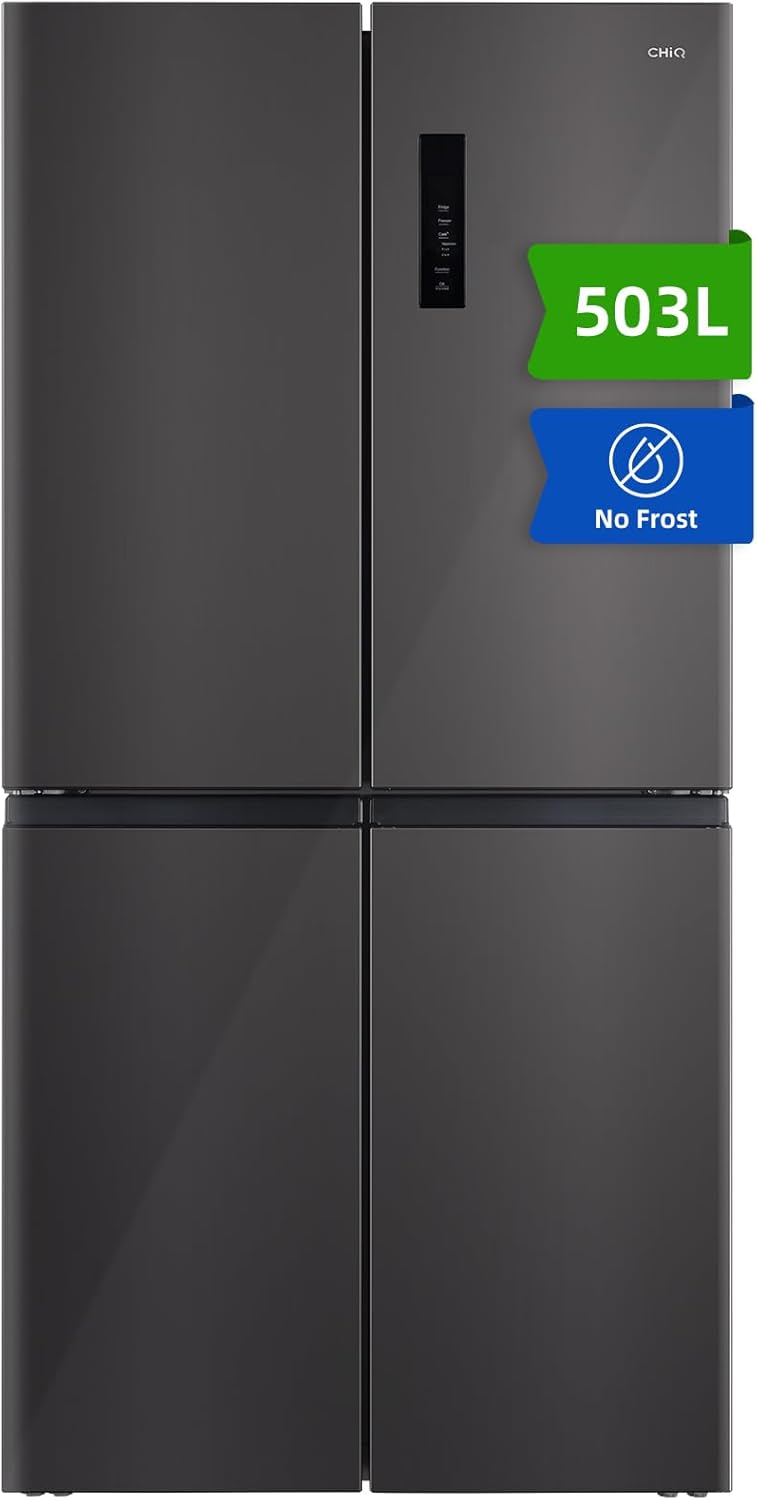 CHIQ CCD503NEIBE Réfrigérateur Américain, Multi-Portes 503 L, Inverter Compressor, No Frost, Multiple Airflow Care, Panneau tactile, Hauteur 177,5 cm, Longueur 85,3 cm, Profondeur 69,8 cm