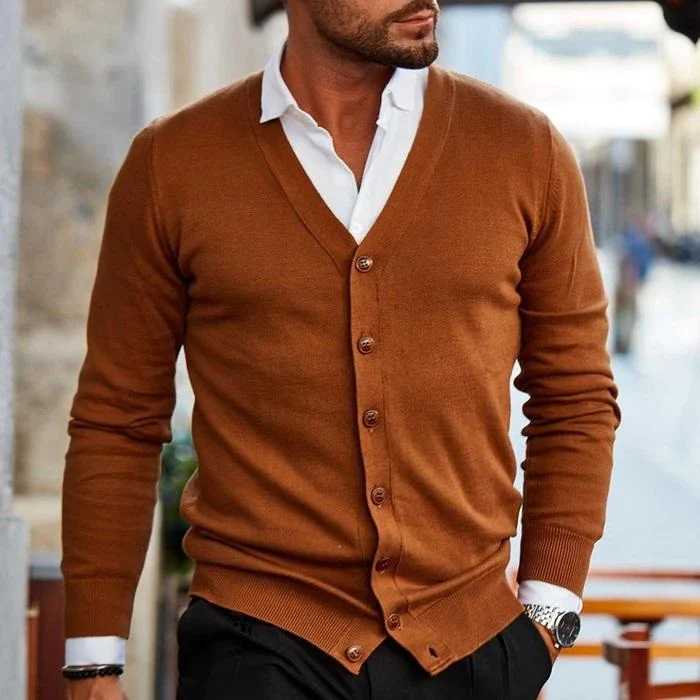 Eleganter Herren-Strickjacke mit Kn?pfen | Smart Casual
