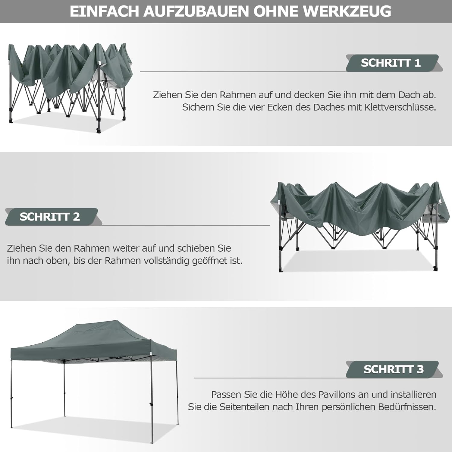 COBIZI Faltpavillon 3x4,5 Wasserdicht Stabil Winterfest mit Seitenwand,Pop Up Pavillon Partyzelt,Sonnenschutz Gartenpavillon,Pavillon Faltbar mit Handtasche(3 mal 4,5m Grau)