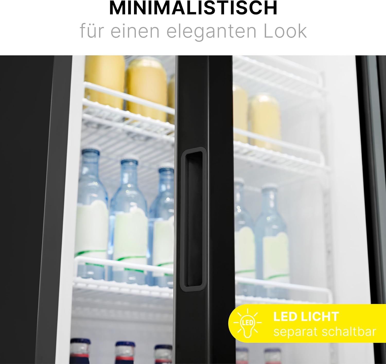 Bomann® Kühlschrank mit Glastür | Getränkekühlschrank abschließbar | 6 höhenverstellbare Ablagen | 30kg je Ablage | 347 Liter | Kühlschrank groß | Flaschenkühlschrank m. LED-Licht | KSG 7351 schwarz