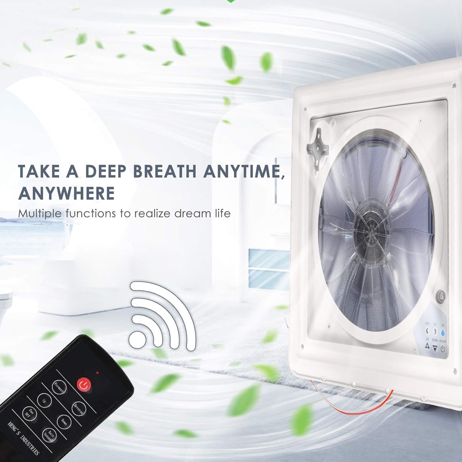 Hlieeosfcn Belüftung für Wohnmobil 40 * 40 cm RV Dachventilator 12V RV Dachventilator mit 3 Gänge einstellbare Windgeschwindigkeit,extrem geräuscharmer Dauerbelüftung RV 12V Remote,für Wohnmobile