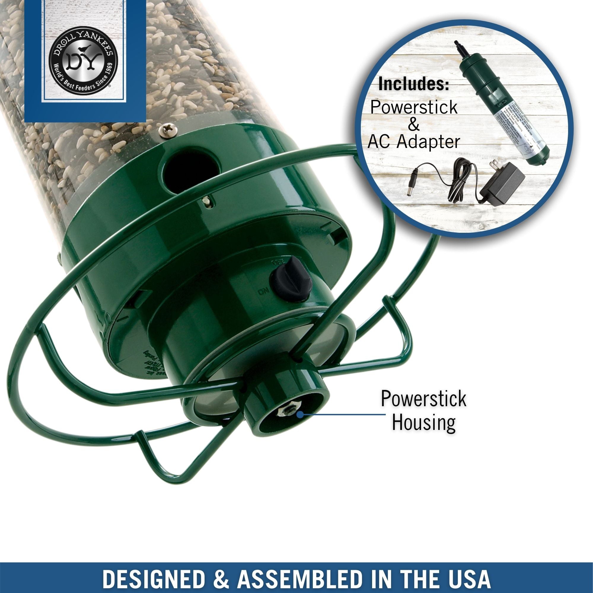 Droll Yankees Flipper Squirrel-Proof Tube Bird Feeder, Green