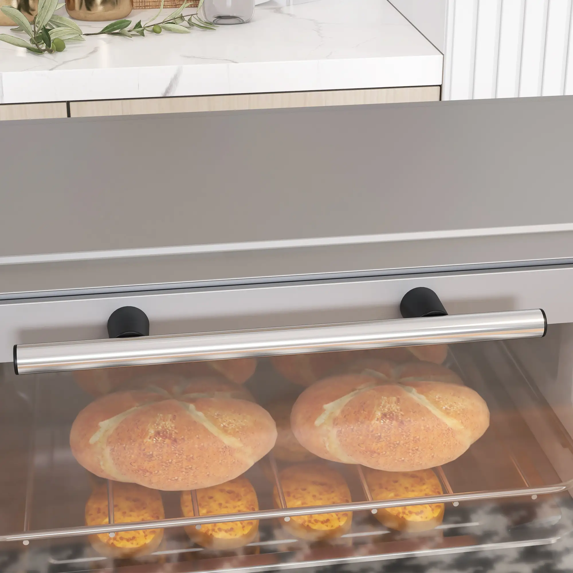 HOMCOM Mini-oven elektrisch met timer en kijkvenster RVS